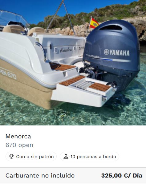 Alquilar Lanchas Menorca