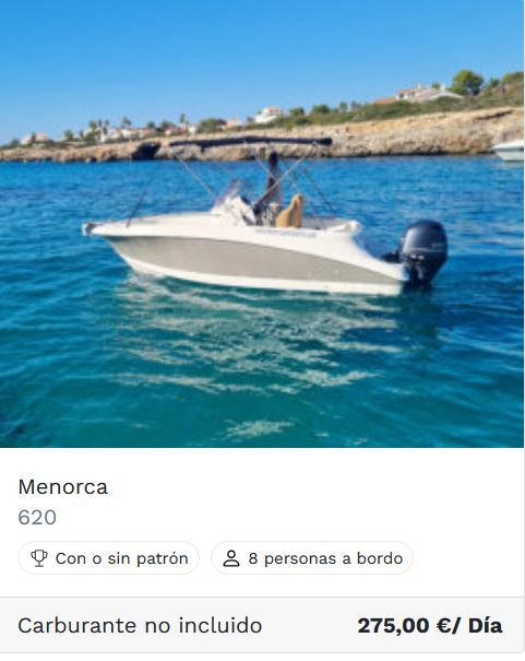 Alquilar lanchas Menorca