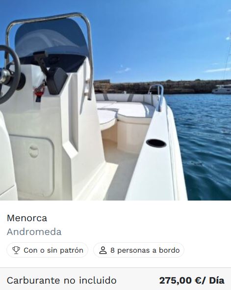 Alquilar Lanchas Menorca